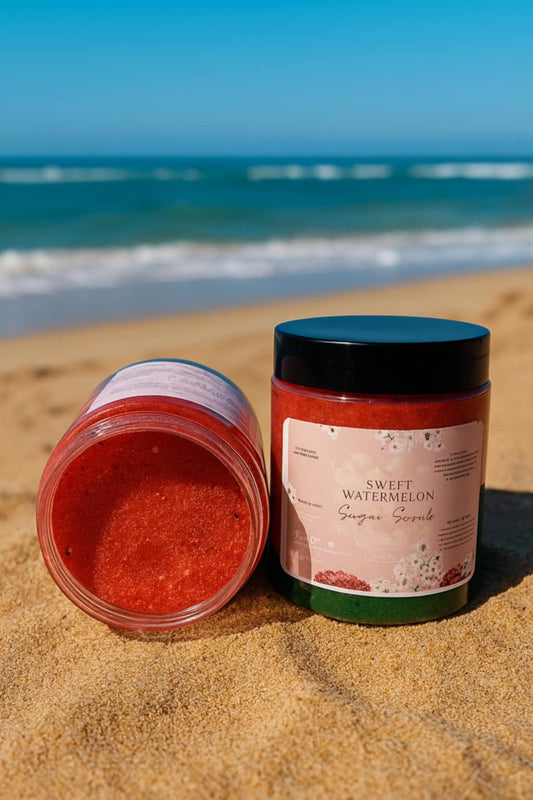 Sweet Watermelon Sugar Scrub – Exfoliating Body Polish with Shea Butter & Coconut Oil | Handmade Fruity Skincare | Summer Glow Scrub